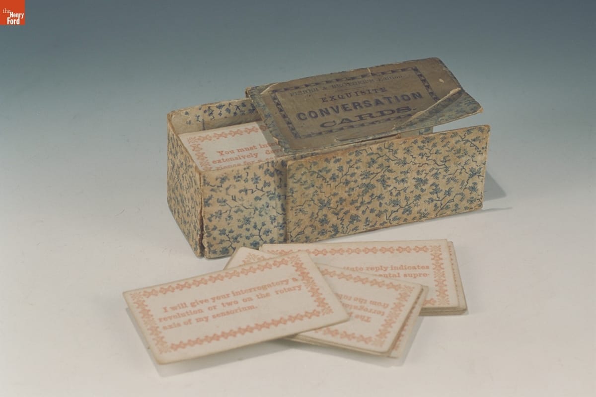 Photo of the "Exquisite Conversation Cards" from c. 1830-1850.