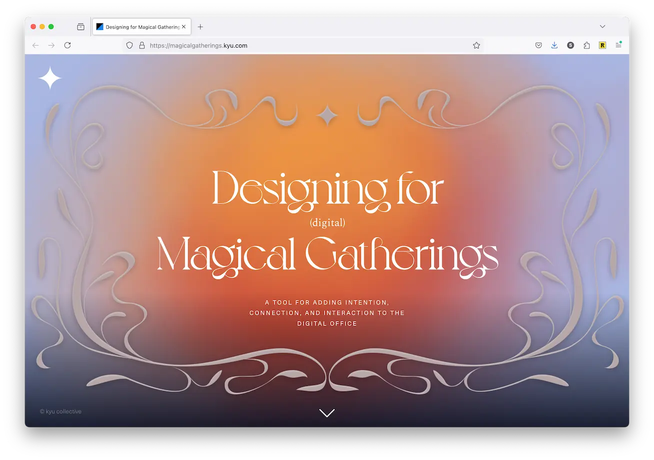 Screenshot of the Magical Gatherings website.