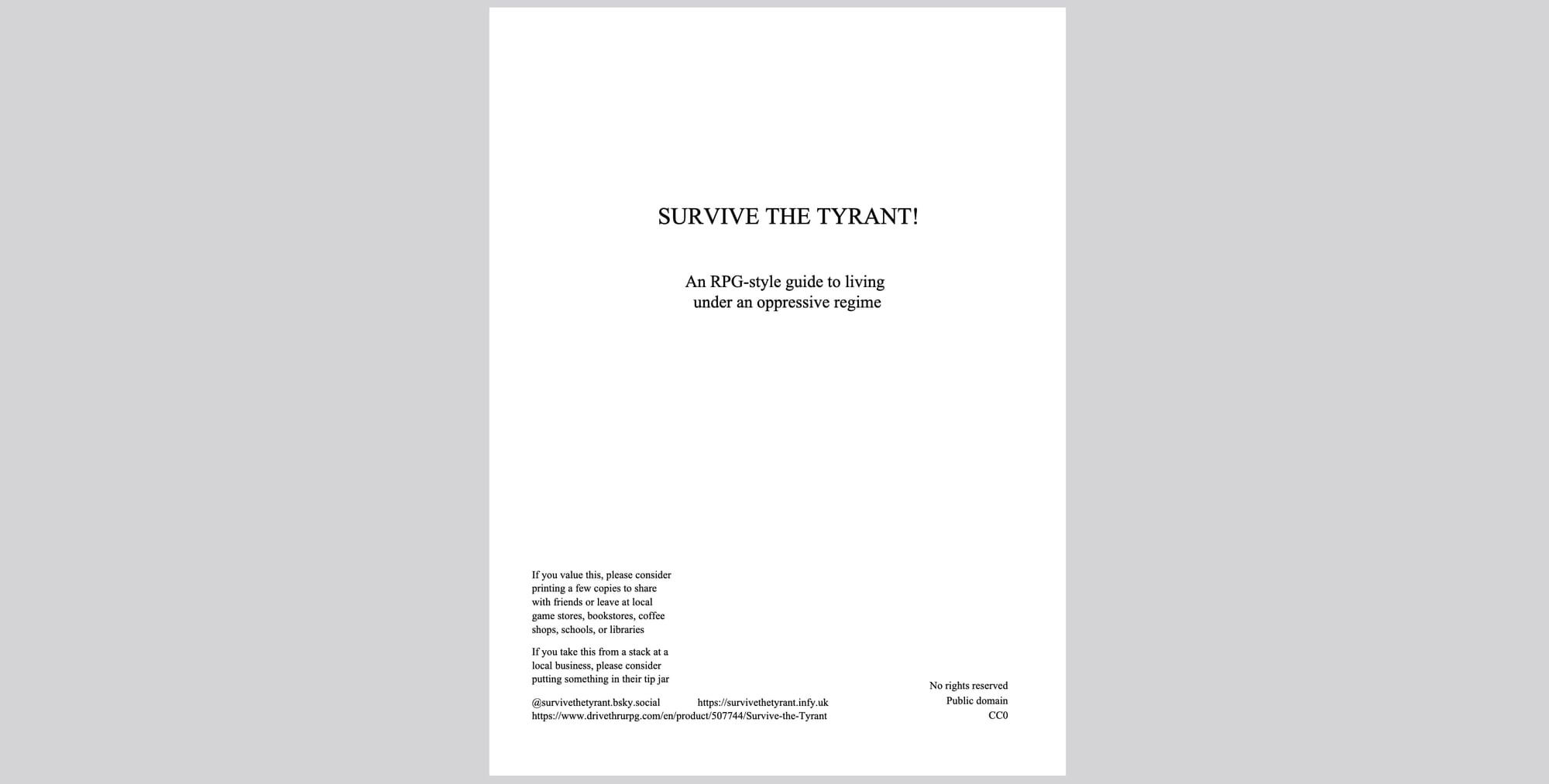 Cover for Survive the Tyrant!