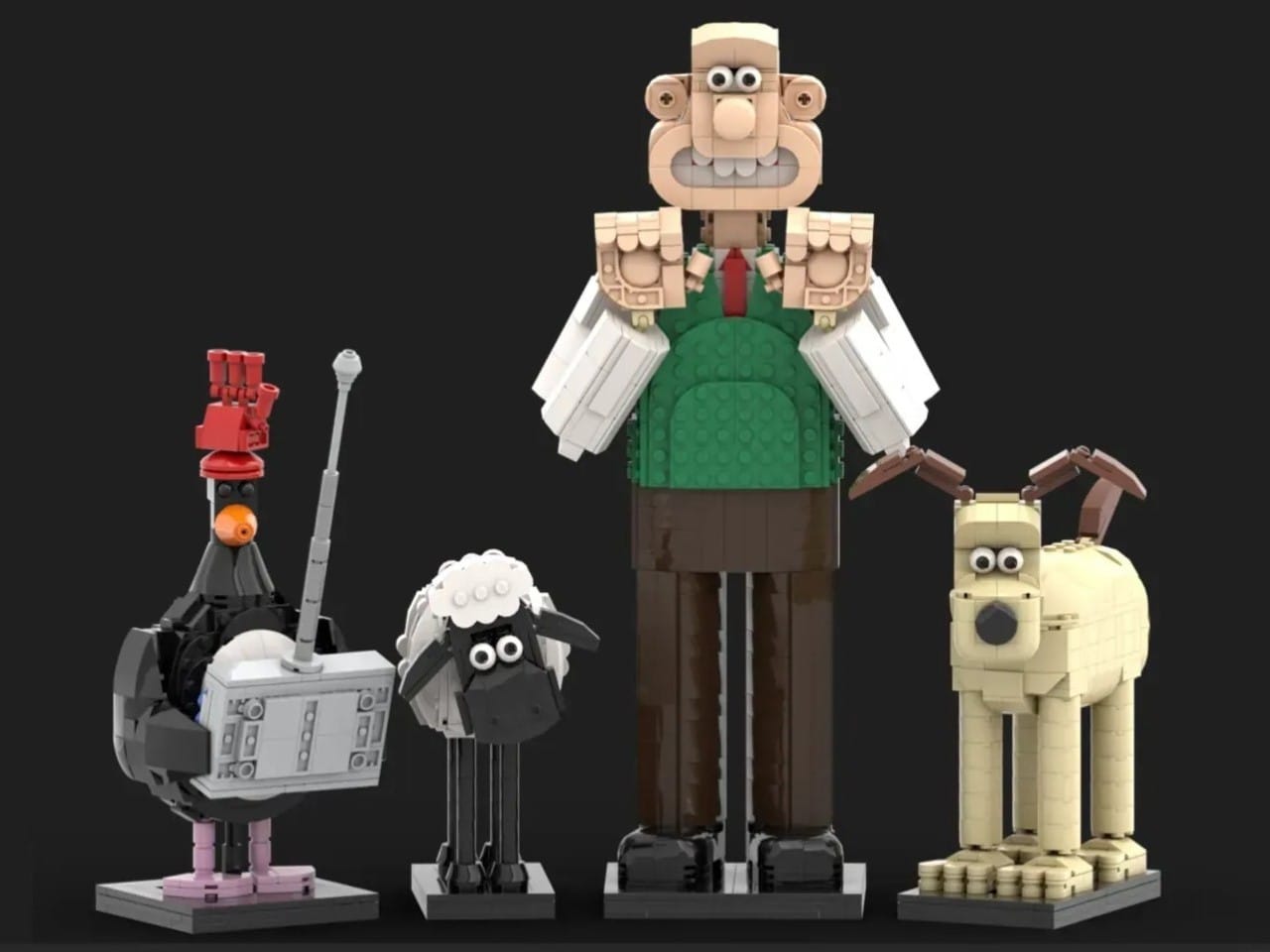 Phorto of characters from Wallace and Gromit built using LEGO bricks. The detail is amazing!