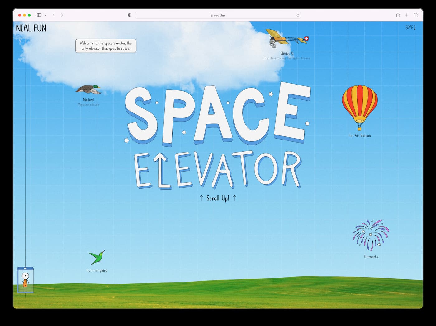 Screenshot of the Space Elevator website.