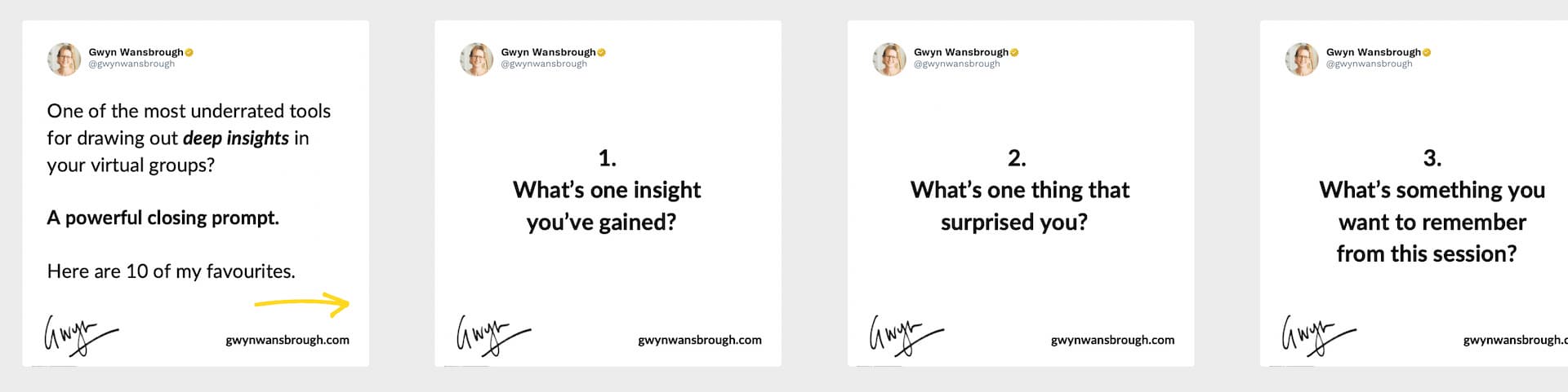 Representative screenshot of several panels from the reference LinkedIn carousel.